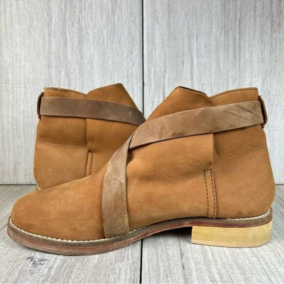 Free People Las Palmas Brown Leather Ankle Boots Shoes Women’s Size 7.5 EUR 38 - Picture 2 of 10